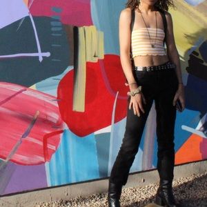 gold and white crop tube top!!